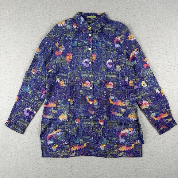 Catherine Andre Tops - Catherine Andre Button Up Shirt 38 Purple‎ Art To Wear Lightweight Palette